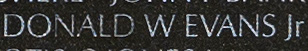 Engraved name on The Wall of Specialist Four Donald Ward Evans, Jr., U.S. Army