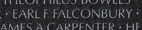 Private First Class Earl Fern Falconbury's engraved name on The Wall