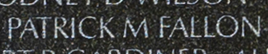 Colonel Patrick Martin Fallon's name inscribed on The Wall.