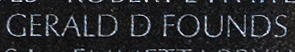 Engraved name on The Wall of Specialist Five Gerald Dean Founds