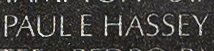 Engraved name on The Wall of Private First Class Paul Elias Hassey, U.S. Marine Corps