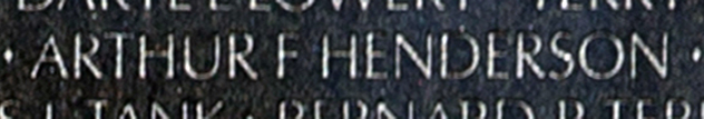 Lance Corporal Arthur Franklin “Art” Henderson's name engraved on The Wall