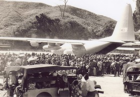 Another photo of Hmong refugees hoping to be evacuated from Laos by the United States, early 1975.