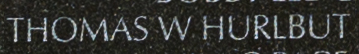 Name engraving of Corporal Thomas W. Hurlbut on The Wall
