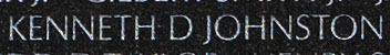 Engraving on The Wall of the name of Private First Class Kenneth D. Johnston, U.S. Army