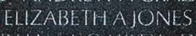 Engraved name on The Wall of Second Lieutenant Elizabeth Ann Jones U.S. Army,