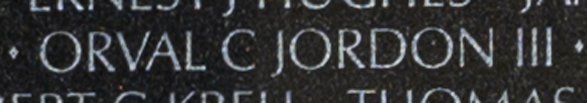 Orval Clyde Jordon III's name inscribed on The Wall.