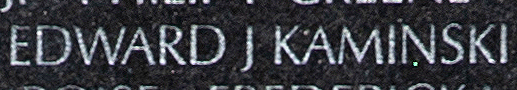 Engraved name on The Wall of Sergeant First Class Edward J. Kaminski, U.S. Army