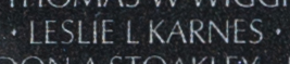 Photo pf Karnes' name inscribed on The Wall.