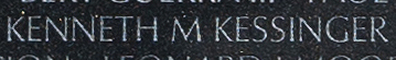 Engraved name on The Wall of Corporal Kenneth Martin Kessinger, U.S. Marine Corps
