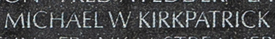 Engraving on The Wall of the name of Lieutenant (junior grade) Michael W. Kirkpatrick, U.S. Coast Guard