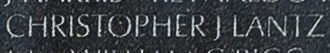Engraved name on The Wall of Specialist Four Christopher Joseph Lantz, U.S. Army