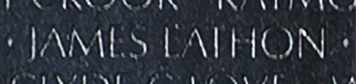 James Lathon's name inscriberd on The Wall.