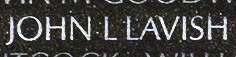 Engraving on The Wall of the name of Captain John L. Lavish, U.S. Marine Corps