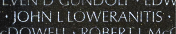 Corporal John Leon Loweranitis' name engraved on The Wall.
