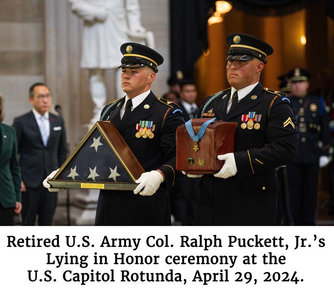 Photo from Retired U.S. Army Col. Ralph Puckett, Jr.’s Lying in Honor ceremony at the  U.S. Capitol Rotunda, April 29, 2024. 