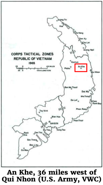 Map of An Khe, 36 miles west of Qui Nhon (U.S. Army, VWC)