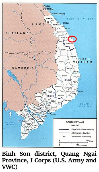 Map of the Binh Son district, Quang Ngai Province, I Corps (U.S. Army and VWC)