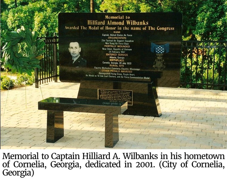 Photo of Wilbanks' memorial in his hometown of Cornelia, Georgia, dedicated in 2001.
