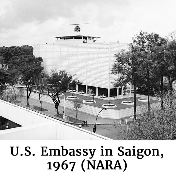 Photo provided by NARA of the U.S. Embassy in Saigon in 1967 