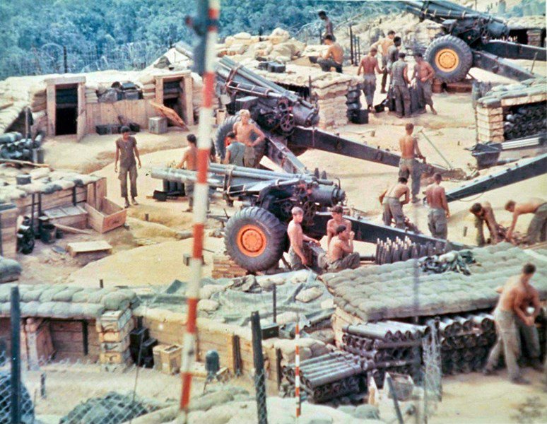 Image of a Fire Support Base equipped with 155-millimeter howitzers in Vietnam in 1970. FSB Rita would have looked similar. (National Archives)