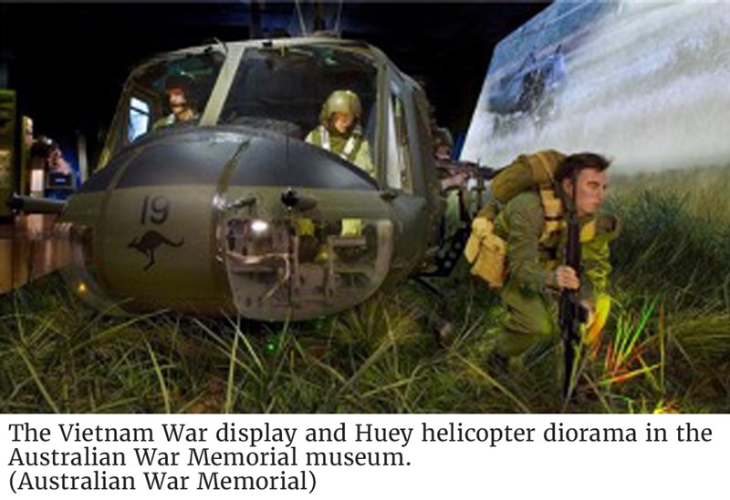 The Vietnam War display and Huey helicopter diorama in the Australian War Memorial museum. (Australian War Memorial)