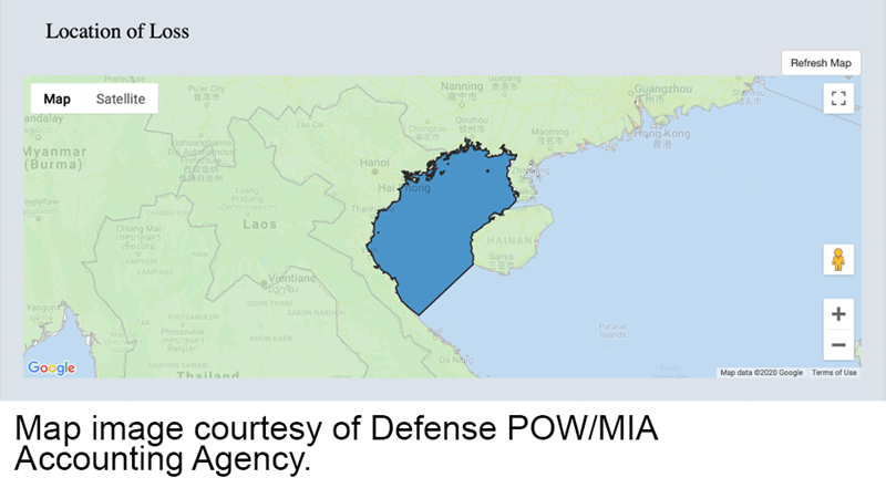 Map image courtesy of Defense POW/MIA Accounting Agency.