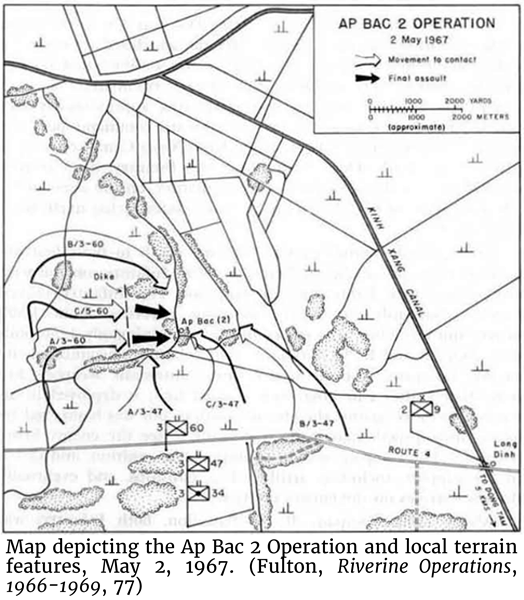 Map of the Ap Bac 2 Operation and local terrain features, May 2, 1967. 