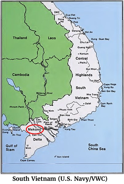 Map of South Vietnam (U.S. Navy/VWC)