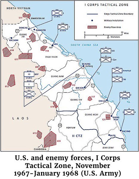 Map of U.S. and enemy forces, I Corps Tactical Zone, November 1967-January 1968 (U.S. Army)