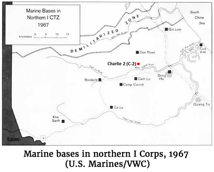 Map of the Marine bases in northern I Corps, 1967 (U.S. Marines/VWC)
