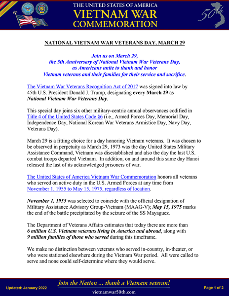 National Vietnam War Veterans Day document thumbnail