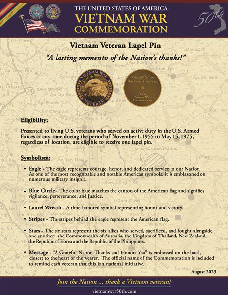 Vietnam Veteran Lapel Pin Fact Sheet