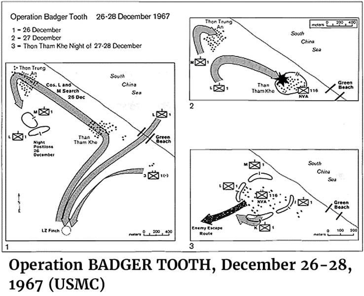 Drawing of Operation BADGER TOOTH, December 26-28, 1967. (USMC)