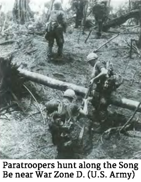 Photo of paratroopers hunting along the Song Be near War Zone D. (U.S. Army)