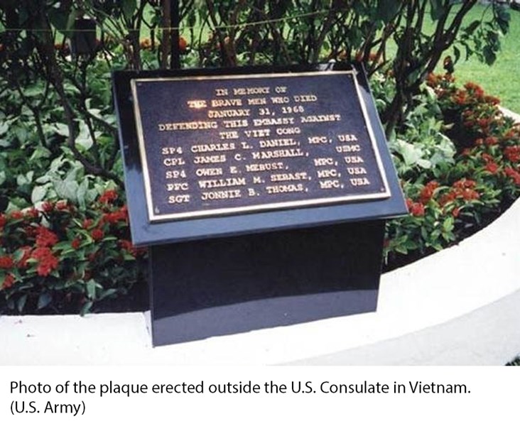Photo of the plaque erected outside the U.S. Consulate in Vietnam.