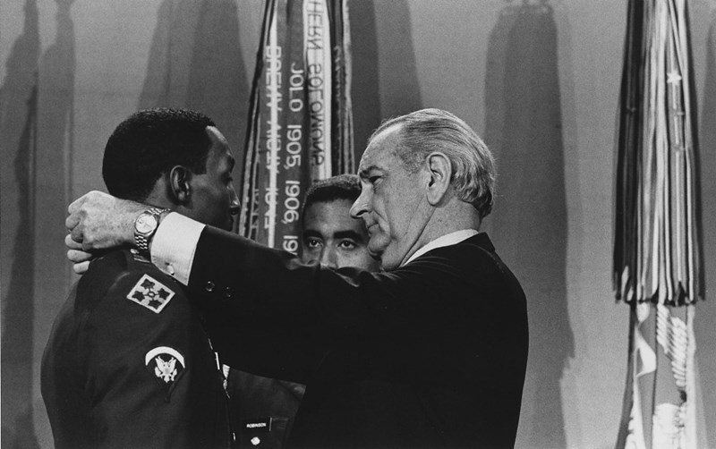 President Johnson presents Medal of Honor 