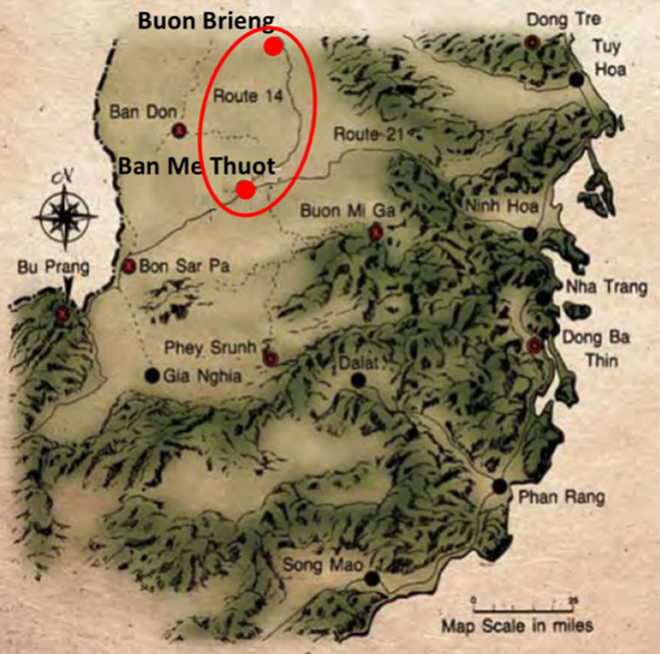 Map of QL-14 road between Ban Me Thuot and Buon Brieng. (U.S. Army/VWC)