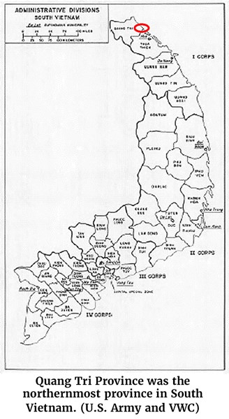 Map of Quang Tri Province that is the northernmost province in South Vietnam (U.S. Army and VWC)