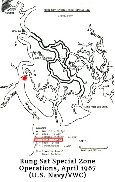 Map of the Rung Sat Special Zone Operations, April 1967 (U.S. Navy/VWC)