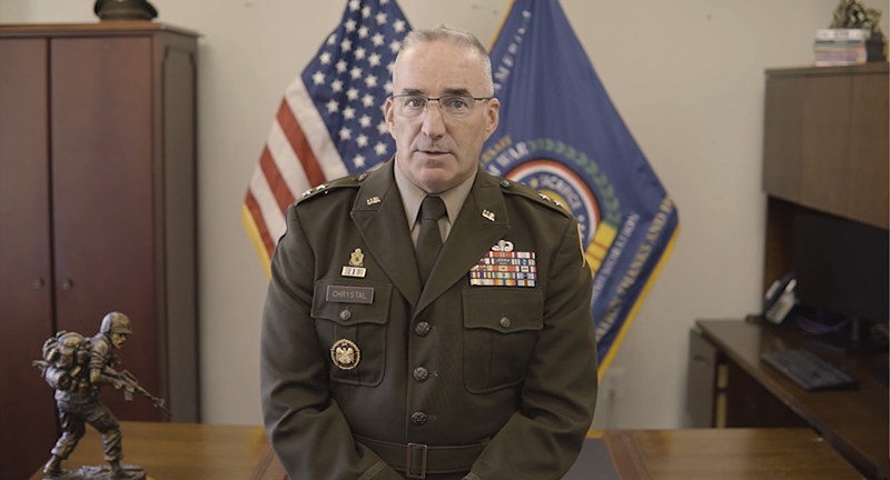 Maj. Gen. Chrystal thumbnail and link to Welcome Home Honor Concert video