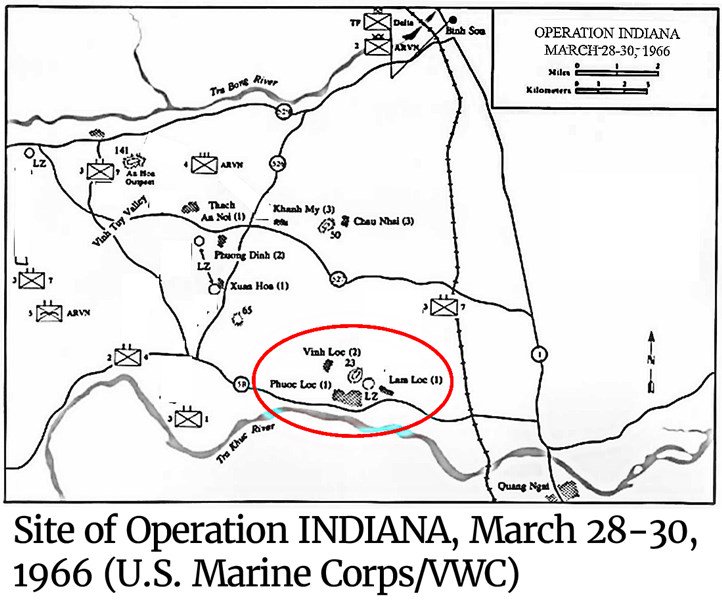 Map of the site of Operation INDIANA, March 28-30, 1966 (U.S. Marine Corps/VWC)