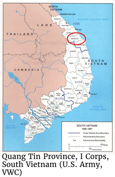 Map of Quang Tin Province, I Corps, South Vietnam (U.S. Army, VWC)