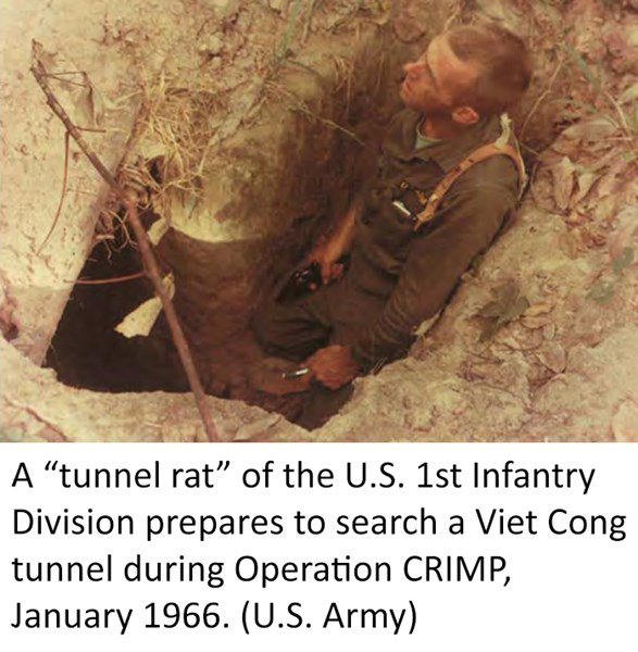 A “tunnel rat” of the U.S. 1st Infantry Division prepares to search a Viet Cong tunnel during Operation CRIMP, January 1966. (U.S. Army)