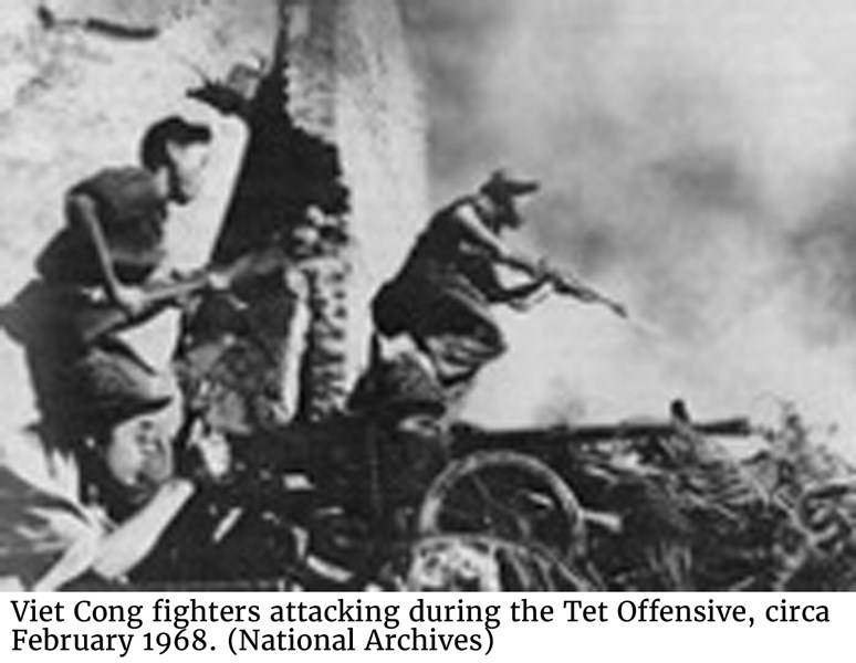 Viet Cong fighters attacking during the Tet Offensive, circa February 1968. (National Archives)