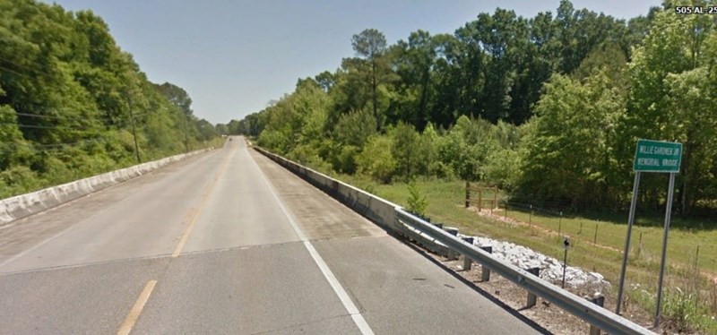 Willie Gardner, Jr. Memorial Bridge in Brent, Alabama. (Google Earth)