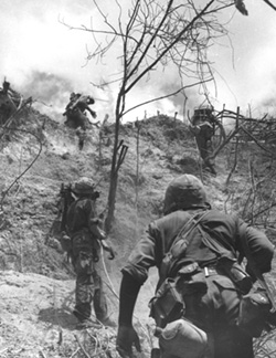 Marines Regiment Rush Up a Slope