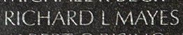 Engraved name on The Wall of Corporal Richard Le Otis Mayes, U.S. Marine Corps 