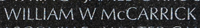 Engraving on The Wall of the name of Warrant Officer William W. McCarrick, U.S. Army