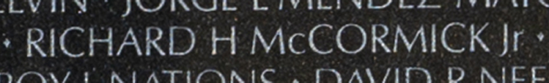 Richard Henry McCormick, Jr.'s name inscribed on The Wall